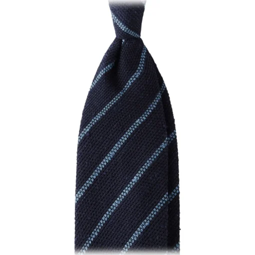 Viola Milano - Multi Stripe Woven Grenadine/Shantung Tie - Navy/Sea - Handmade in Italy - Luxury Exclusive Collection - Avvenice^ Ties & Bow Ties