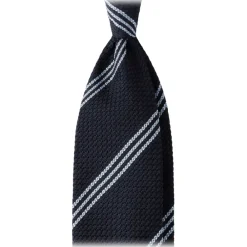 Viola Milano - Multi Stripe 3-Fold Grenadine Tie - Navy/Sea- Handmade in Italy - Luxury Exclusive Collection - Avvenice^ Ties & Bow Ties