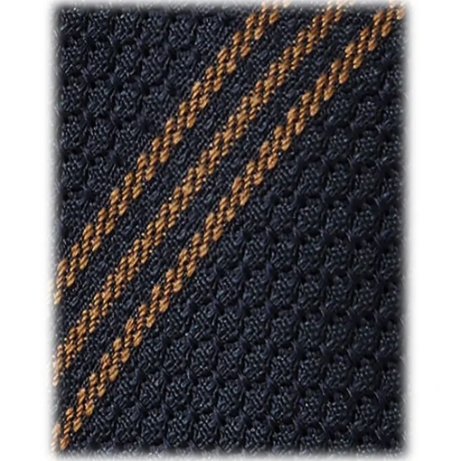Viola Milano - Multi Stripe 3-Fold Grenadine Tie - Navy/Brown - Handmade in Italy - Luxury Exclusive Collection - Avvenice^ Ties & Bow Ties