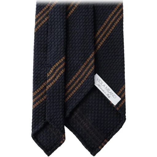 Viola Milano - Multi Stripe 3-Fold Grenadine Tie - Navy/Brown - Handmade in Italy - Luxury Exclusive Collection - Avvenice^ Ties & Bow Ties