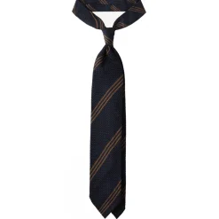 Viola Milano - Multi Stripe 3-Fold Grenadine Tie - Navy/Brown - Handmade in Italy - Luxury Exclusive Collection - Avvenice^ Ties & Bow Ties