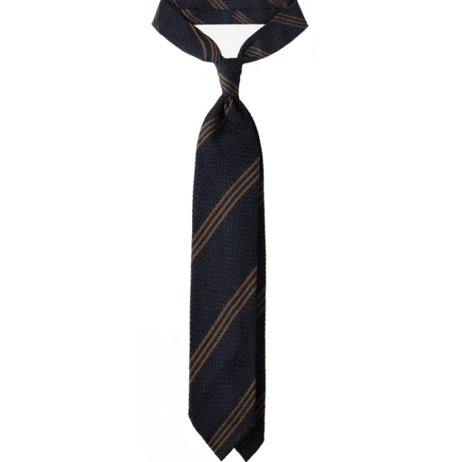 Viola Milano - Multi Stripe 3-Fold Grenadine Tie - Navy/Brown - Handmade in Italy - Luxury Exclusive Collection - Avvenice^ Ties & Bow Ties