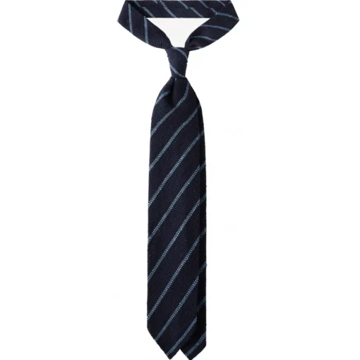 Viola Milano - Multi Stripe Woven Grenadine/Shantung Tie - Navy/Sea - Handmade in Italy - Luxury Exclusive Collection - Avvenice^ Ties & Bow Ties