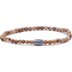 Viola Milano - Natural 4 mm Gemstone Bracelet - Fossil Wood - Handmade in Italy - Luxury Exclusive Collection - Avvenice^ Bracelets