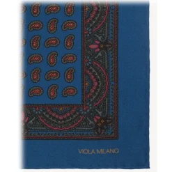 Viola Milano - Paisley Archive Printed Silk Pocket Square - Blue - Handmade in Italy - Luxury Exclusive Collection - Avvenice^ Ties & Bow Ties