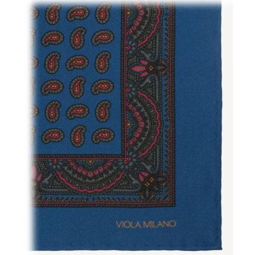 Viola Milano - Paisley Archive Printed Silk Pocket Square - Blue - Handmade in Italy - Luxury Exclusive Collection - Avvenice^ Ties & Bow Ties