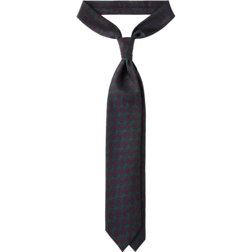 Viola Milano - Paisley Pattern Selftipped Italian Silk Tie - Forest - Handmade in Italy - Luxury Exclusive Collection - Avvenice