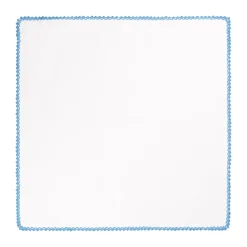 Viola Milano - Pocket Square with Handmade Crochet Edges - Blue - Handmade in Italy - Luxury Exclusive Collection - Avvenice
