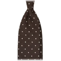 Viola Milano - Polka Dot Handrolled Woven Grenadine/Shantung Tie - Brown/White - Handmade in Italy - Luxury Exclusive Collection - Avvenice^ Ties & Bow Ties