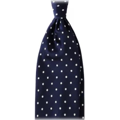 Viola Milano - Polka Dot Handrolled Woven Silk Jacquard Tie - Navy/White - Handmade in Italy - Luxury Exclusive Collection - Avvenice^ Ties & Bow Ties