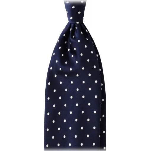 Viola Milano - Polka Dot Handrolled Woven Silk Jacquard Tie - Navy/White - Handmade in Italy - Luxury Exclusive Collection - Avvenice^ Ties & Bow Ties