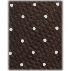 Viola Milano - Polka Dot Handrolled Woven Grenadine/Shantung Tie - Brown/White - Handmade in Italy - Luxury Exclusive Collection - Avvenice^ Ties & Bow Ties
