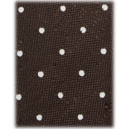 Viola Milano - Polka Dot Handrolled Woven Grenadine/Shantung Tie - Brown/White - Handmade in Italy - Luxury Exclusive Collection - Avvenice^ Ties & Bow Ties