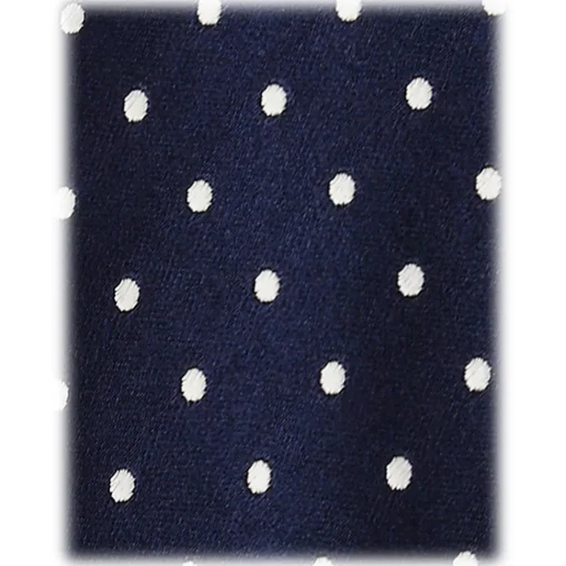 Viola Milano - Polka Dot Handrolled Woven Silk Jacquard Tie - Navy/White - Handmade in Italy - Luxury Exclusive Collection - Avvenice^ Ties & Bow Ties