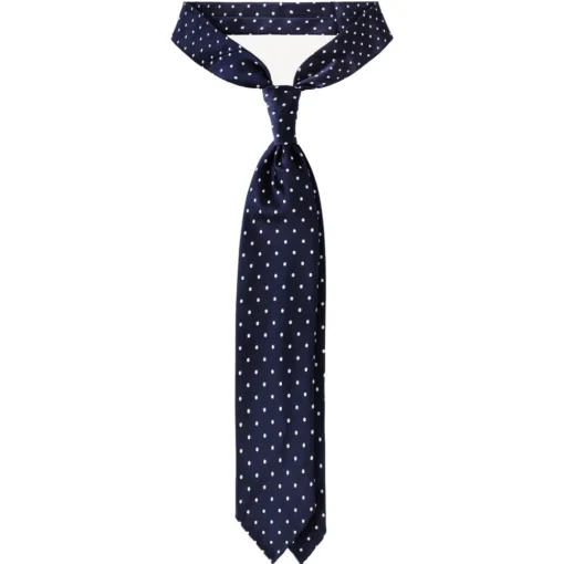 Viola Milano - Polka Dot Handrolled Woven Silk Jacquard Tie - Navy/White - Handmade in Italy - Luxury Exclusive Collection - Avvenice^ Ties & Bow Ties