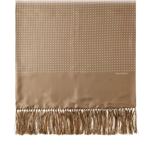 Viola Milano - Polka Dot Madder Silk Scarf - Beige - Handmade in Italy - Luxury Exclusive Collection - Avvenice^ Scarves