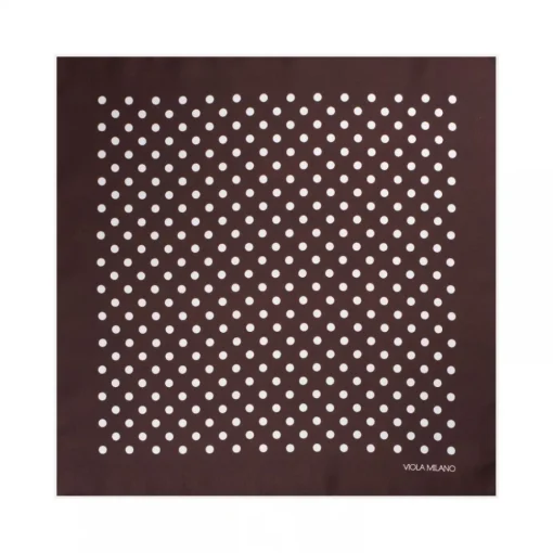 Viola Milano - Polka Dot Silk Pocket Square - Brown and White - Handmade in Italy - Luxury Exclusive Collection - Avvenice^ Ties & Bow Ties