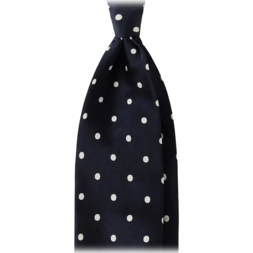 Viola Milano - Polka Dot Selftipped Woven Silk Jacquard Tie - Navy/White - Handmade in Italy - Luxury Exclusive Collection - Avvenice^ Ties & Bow Ties