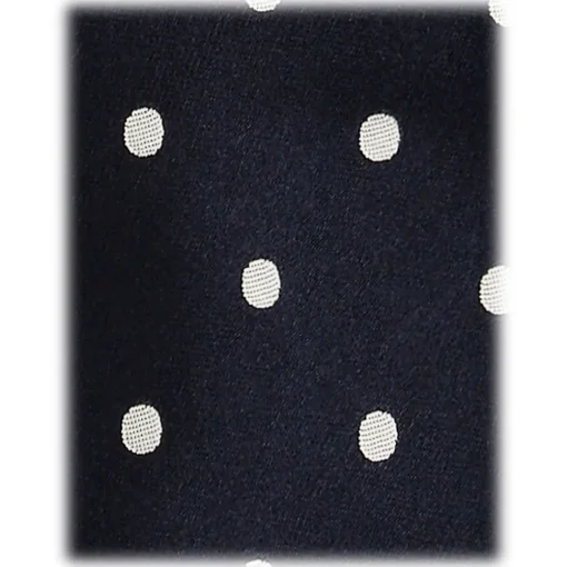 Viola Milano - Polka Dot Selftipped Woven Silk Jacquard Tie - Navy/White - Handmade in Italy - Luxury Exclusive Collection - Avvenice^ Ties & Bow Ties