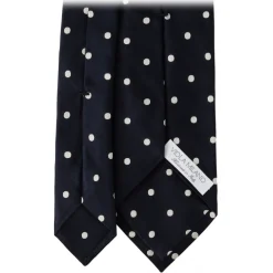 Viola Milano - Polka Dot Selftipped Woven Silk Jacquard Tie - Navy/White - Handmade in Italy - Luxury Exclusive Collection - Avvenice^ Ties & Bow Ties