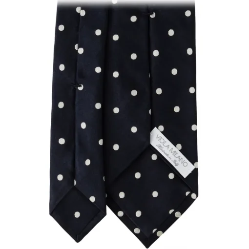 Viola Milano - Polka Dot Selftipped Woven Silk Jacquard Tie - Navy/White - Handmade in Italy - Luxury Exclusive Collection - Avvenice^ Ties & Bow Ties