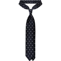 Viola Milano - Polka Dot Selftipped Woven Silk Jacquard Tie - Navy/White - Handmade in Italy - Luxury Exclusive Collection - Avvenice^ Ties & Bow Ties