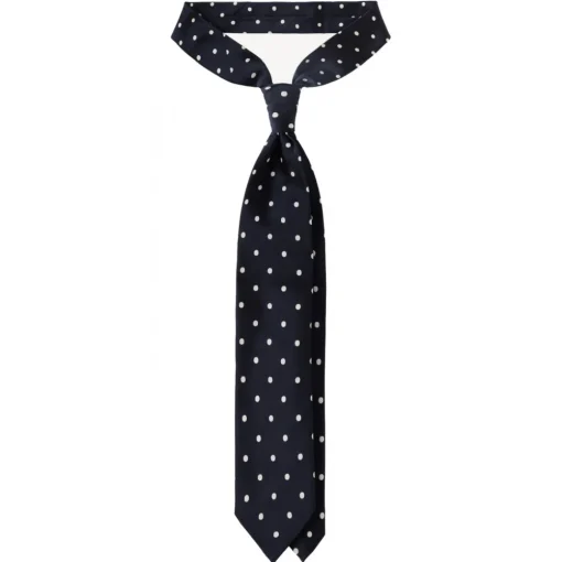 Viola Milano - Polka Dot Selftipped Woven Silk Jacquard Tie - Navy/White - Handmade in Italy - Luxury Exclusive Collection - Avvenice^ Ties & Bow Ties