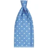 Viola Milano - Polka Dot Untipped Linen Tie - Light Blue - Handmade in Italy - Luxury Exclusive Collection - Avvenice