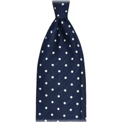 Viola Milano - Polka Dot Untipped Linen Tie - Navy/White - Handmade in Italy - Luxury Exclusive Collection - Avvenice^ Ties & Bow Ties