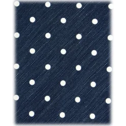 Viola Milano - Polka Dot Untipped Linen Tie - Navy/White - Handmade in Italy - Luxury Exclusive Collection - Avvenice^ Ties & Bow Ties