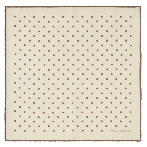Viola Milano - Polka Dot Wool Lana Pocket Square - White/Taupe - Handmade in Italy - Luxury Exclusive Collection - Avvenice^ Ties & Bow Ties