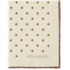 Viola Milano - Polka Dot Wool Lana Pocket Square - White/Taupe - Handmade in Italy - Luxury Exclusive Collection - Avvenice^ Ties & Bow Ties