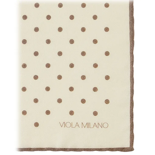 Viola Milano - Polka Dot Wool Lana Pocket Square - White/Taupe - Handmade in Italy - Luxury Exclusive Collection - Avvenice^ Ties & Bow Ties