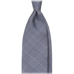 Viola Milano - Prince of Wales Selftipped Italian Silk Tie - Navy - Handmade in Italy - Luxury Exclusive Collection - Avvenice^ Ties & Bow Ties