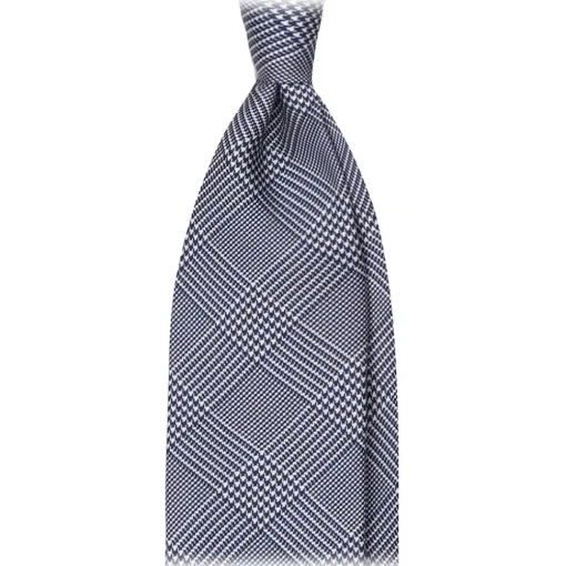 Viola Milano - Prince of Wales Selftipped Italian Silk Tie - Navy - Handmade in Italy - Luxury Exclusive Collection - Avvenice^ Ties & Bow Ties