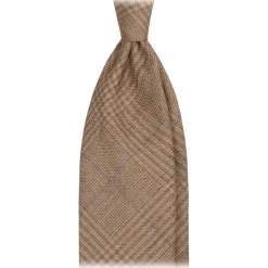 Viola Milano - Prince of Wales Untipped Linen Tie - Beige/Blue - Handmade in Italy - Luxury Exclusive Collection - Avvenice^ Ties & Bow Ties