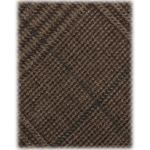 Viola Milano - Prince of Wales Untipped Linen Tie - Beige/Green - Handmade in Italy - Luxury Exclusive Collection - Avvenice