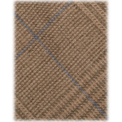 Viola Milano - Prince of Wales Untipped Linen Tie - Beige/Blue - Handmade in Italy - Luxury Exclusive Collection - Avvenice^ Ties & Bow Ties