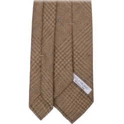 Viola Milano - Prince of Wales Untipped Linen Tie - Beige/Blue - Handmade in Italy - Luxury Exclusive Collection - Avvenice^ Ties & Bow Ties