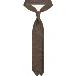 Viola Milano - Prince of Wales Untipped Linen Tie - Beige/Green - Handmade in Italy - Luxury Exclusive Collection - Avvenice