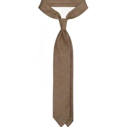 Viola Milano - Prince of Wales Untipped Linen Tie - Beige/Blue - Handmade in Italy - Luxury Exclusive Collection - Avvenice^ Ties & Bow Ties