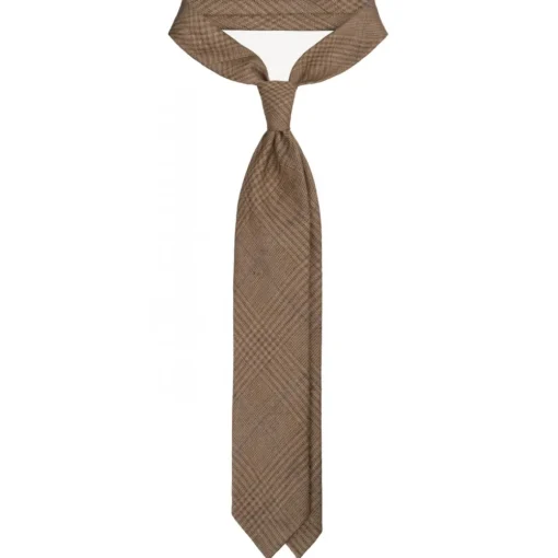 Viola Milano - Prince of Wales Untipped Linen Tie - Beige/Blue - Handmade in Italy - Luxury Exclusive Collection - Avvenice^ Ties & Bow Ties