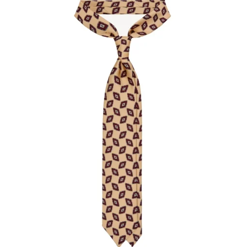 Viola Milano - Red Diamond Vintage Selftipped Silk Tie - Yellow - Handmade in Italy - Luxury Exclusive Collection - Avvenice
