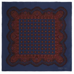 Viola Milano - Rosette Archive Printed Silk Pocket Square - Navy - Handmade in Italy - Luxury Exclusive Collection - Avvenice^ Ties & Bow Ties