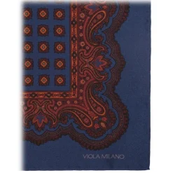 Viola Milano - Rosette Archive Printed Silk Pocket Square - Navy - Handmade in Italy - Luxury Exclusive Collection - Avvenice^ Ties & Bow Ties