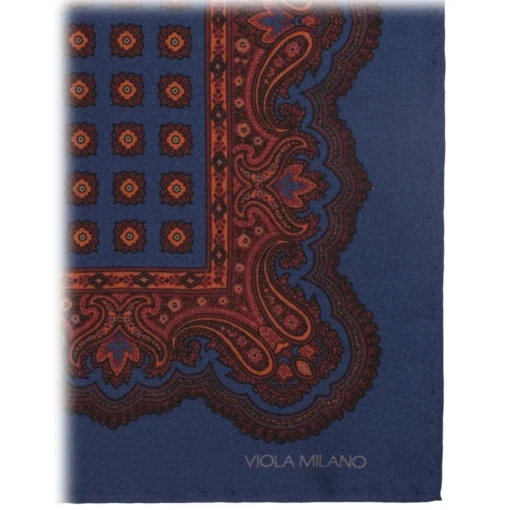 Viola Milano - Rosette Archive Printed Silk Pocket Square - Navy - Handmade in Italy - Luxury Exclusive Collection - Avvenice^ Ties & Bow Ties
