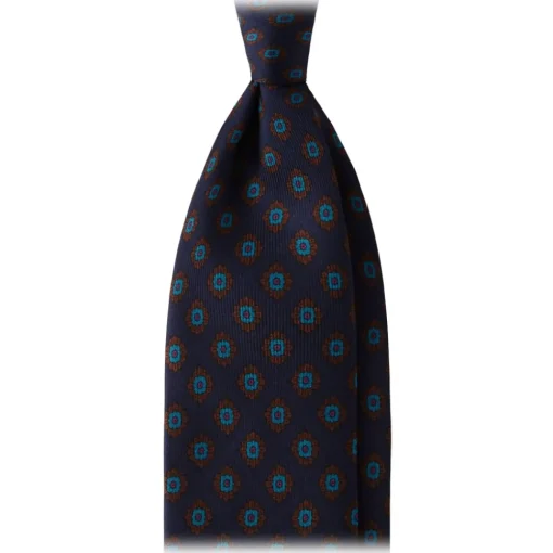 Viola Milano - Rosette Pattern Selftipped Silk Tie - Navy - Handmade in Italy - Luxury Exclusive Collection - Avvenice^ Ties & Bow Ties