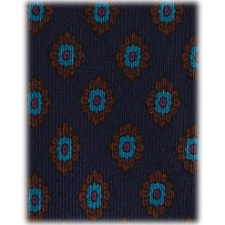 Viola Milano - Rosette Pattern Selftipped Silk Tie - Navy - Handmade in Italy - Luxury Exclusive Collection - Avvenice^ Ties & Bow Ties