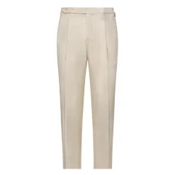 Viola Milano - Sartorial Cotton Pants with Side Adjusters - Ivory - Handmade in Italy - Luxury Exclusive Collection - Avvenice^ Trousers