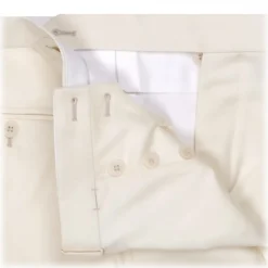 Viola Milano - Sartorial Cotton Pants with Side Adjusters - Ivory - Handmade in Italy - Luxury Exclusive Collection - Avvenice^ Trousers